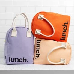 Zipper Lunch Bag | Organic Cotton Lunch Bag For Men, Women & Kids (Peach) -Peugeot Shop 41DOiUVZb5L