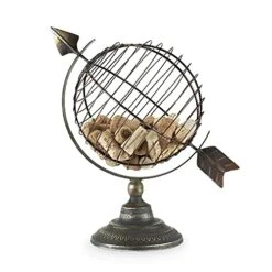 Old World Cork Holder, Decorative Wine Cork Storage And Decor, Set Of 1, Metal With Rustic Bronze Finish Globe Cage Cork Display -Peugeot Shop 41DV5rb3yYS