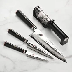 MIYABI Mizu SG2 Knife & Sharpener Set, 4 Piece