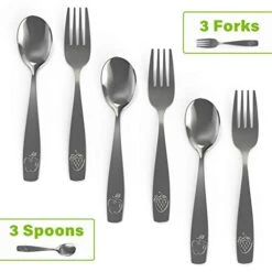 Stainless Steel Kids Silverware Set - Child And Toddler Safe Flatware - Kids Utensil Set - Metal Kids Cutlery Set (Includes 3 Small Kids Spoons & 3 Kids Forks)