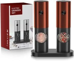 Lectric Salt And Pepper Grinder Set, EAGMAK Battery Powered Automatic 70ml Pepper Mill Grinders, Stainless Steel Electronic Mill Shakers With Adjustable Coarseness, LED Light & Storage Base (2 Pack) 22 Lectric Salt And Pepper Grinder Set, EAGMAK Battery Powered Automatic 70ml Pepper Mill Grinders, Stainless Steel Electronic Mill Shakers With Adjustable Coarseness, LED Light & Storage Base (2 Pack) -Peugeot Shop 41Dq ujV6aL. AC