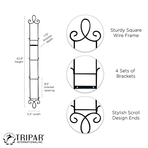 Augusta 4 Tier Vertical Black Plate Rack For Collectible Plates, Plaques, Dishes, & China 3 Augusta 4 Tier Vertical Black Plate Rack For Collectible Plates, Plaques, Dishes, & China - Image 3