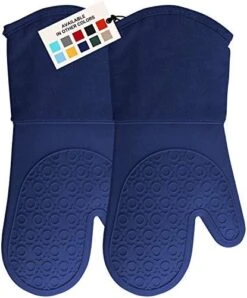 Extra Long Professional Silicone Oven Mitt, Oven Mitts With Quilted Liner, Heat Resistant Pot Holders, Flexible Oven Gloves, Navy Blue, 1 Pair, 14.7 Inch 20 Extra Long Professional Silicone Oven Mitt, Oven Mitts With Quilted Liner, Heat Resistant Pot Holders, Flexible Oven Gloves, Navy Blue, 1 Pair, 14.7 Inch -Peugeot Shop 41Dxy YJvHL. AC