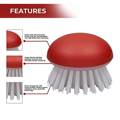 Vegetable Brush Scrubber For Food – 2Pcs Set Fruit And Veggie Brush – Silicone Top And Ultra-Strong Bristles Potato Scrubber – Palm Held Ergonomic Design – Easy To Clean – Red And Green 1 Vegetable Brush Scrubber For Food – 2Pcs Set Fruit And Veggie Brush – Silicone Top And Ultra-Strong Bristles Potato Scrubber – Palm Held Ergonomic Design – Easy To Clean – Red And Green