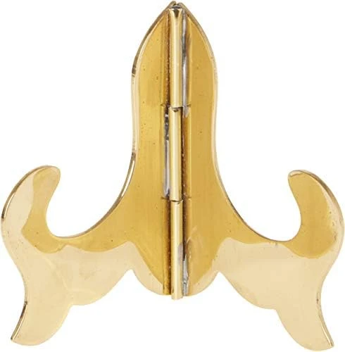 Hinged Brass Plate Stand, 3" H X 3.25" W X 2.5" D (For Plates Up To 4.75") 2 Hinged Brass Plate Stand, 3" H X 3.25" W X 2.5" D (For Plates Up To 4.75") - Image 2