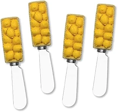 Cheese And Butter Spreader Knives 4-Piece Hand Painted Resin Handle With Stainless Steel Blade Multipurpose Cheese Spreader Set (Blueberry) 14 Cheese And Butter Spreader Knives 4-Piece Hand Painted Resin Handle With Stainless Steel Blade Multipurpose Cheese Spreader Set (Blueberry) - Image 14