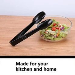 24 Pieces Plastic Serving Tongs For Kitchen, Disposable Utensils Set, 9 Inch Heavy Duty Scalloped Salad Tongs, Food Safe Material, Perfect For Buffets And BBQ, Black -Peugeot Shop 41EMflz0fFS