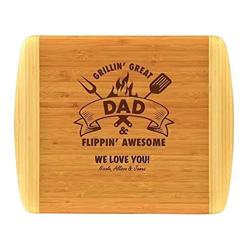 Dad Gift – PERSONALIZED Bamboo Cutting Board Custom Engraved Grillin Great Flippin Awesome Fathers Day Birthday Christmas Gift For Daddy Best Dad Ever Poppop Pops Gifts From Kids Children (11.5x13.5) 2 Dad Gift – PERSONALIZED Bamboo Cutting Board Custom Engraved Grillin Great Flippin Awesome Fathers Day Birthday Christmas Gift For Daddy Best Dad Ever Poppop Pops Gifts From Kids Children (11.5x13.5) - Image 2