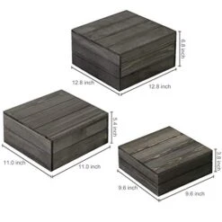 Crate Style Wood Cupcake Stand, Vintage Gray Wooden Cake Stand Dessert Appetizer Display Riser, Set Of 3