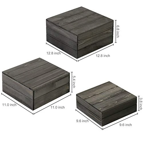 Crate Style Wood Cupcake Stand, Vintage Gray Wooden Cake Stand Dessert Appetizer Display Riser, Set Of 3 1 Crate Style Wood Cupcake Stand, Vintage Gray Wooden Cake Stand Dessert Appetizer Display Riser, Set Of 3