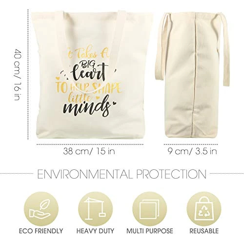 Frienda 2 Pcs Teacher Tote Bags Canvas Teacher Appreciation Bags For Women Reusable Teacher Gift Bag For School Supplies 2 Frienda 2 Pcs Teacher Tote Bags Canvas Teacher Appreciation Bags For Women Reusable Teacher Gift Bag For School Supplies - Image 2