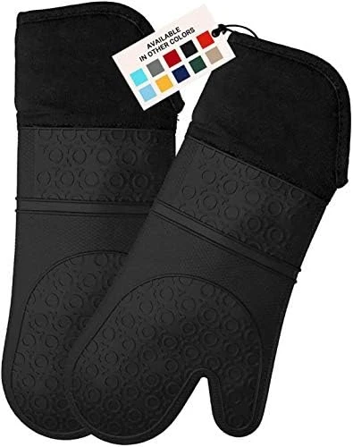 Extra Long Professional Silicone Oven Mitt, Oven Mitts With Quilted Liner, Heat Resistant Pot Holders, Flexible Oven Gloves, Navy Blue, 1 Pair, 14.7 Inch 5 Extra Long Professional Silicone Oven Mitt, Oven Mitts With Quilted Liner, Heat Resistant Pot Holders, Flexible Oven Gloves, Navy Blue, 1 Pair, 14.7 Inch - Image 5