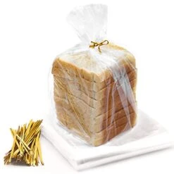 Bread Bags With Ties, Reusable, 100 Clear Bags And 100 Ties, Bread Bags For Homemade Bread And Bakery Loaf Adjustable Reusable (100) -Peugeot Shop 41EfoToEs3S