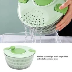 Salad Spinner, Veggie Washer, Vegetable Washer Dryer Drainer Strainer, Quick And Easy Multi-Use Lettuce Spinner, Vegetable Dryer, Fruit Washer, Pasta And Fries Spinner(Green) -Peugeot Shop 41EkpUBnoZL