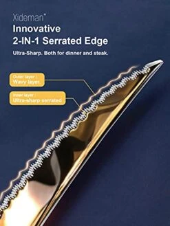 16-Piece ​Modern Black Hammered Silverware Set With Ultra Sharp 2-IN-1 Serrated Knive, 18/10 Stainless Steel Flatware Set, Titanium ​Plated Cutlery Set Service For 4, Reusable, Dishwasher Safe -Peugeot Shop 41Eku1L3VeS