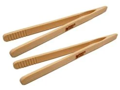 Set Of 2 Reusable Bamboo Toast Tongs - Wooden Toaster Tongs For Cooking & Holding - 8 Inch Long - Ideal Kitchen Utensil For Cheese Bacon Muffin Fruits Bread - Ultra Grip - Eco-friendly