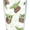 Tervis Made In USA Double Walled Star Wars - The Mandalorian Child Playing Insulated Tumbler Cup Keeps Drinks Cold & Hot, 24oz, Clear