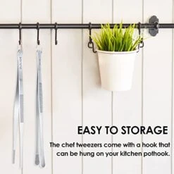 2Pcs Kitchen Tweezers Stainless Food Tongs Chef Tweezers 12 Inch Tweezers Tongs For Cooking, Plating, Pasta -Peugeot Shop 41ErvpDQyEL