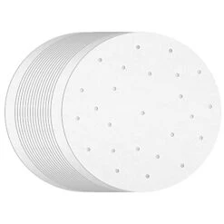 100-Pack Round Air Fryer Liners With Holes For Air Fryer Basket, Dumpling Paper, 10-Inch Perforated Bamboo Steamer Liner Sheets For Air Frying, Steaming, And Baking (White)