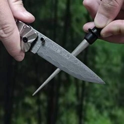 4.5" Tapered Diamond Knife Sharpener Rod With Fish Hook, Gut Hook And Needle Sharpener, Grit 320/600, 2 Packs With Fine And Corse，Easy To Carry -Peugeot Shop 41Ex1LtaS6L