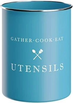 White Utensil Holder For Kitchen Countertop, Farmhouse Metal Utensil Crock, Rustic Country Decorative Kitchen Utensil Caddy Large, 5.5x6.75 22 White Utensil Holder For Kitchen Countertop, Farmhouse Metal Utensil Crock, Rustic Country Decorative Kitchen Utensil Caddy Large, 5.5x6.75 -Peugeot Shop 41F65XfxE0L. AC