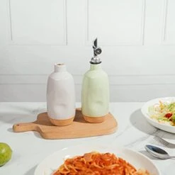 Olive Oil Dispenser Bottle Stoneware Ceramic, Perfect Home Decor Gift, Reduce Oxidation, Suitable For Storage Of Oil, Vinegar, Coffee Syrups & Other Liquids - Stainless Steel Spout 15Oz -Peugeot Shop 41F7GNjJWdL