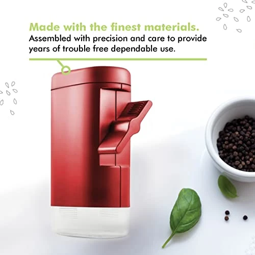 Traditional Pepper Mill- Manual High Volume Peppercorns And Salt Grinder With Ergonomic Turnkey Handle And Ceramic Precision Mechanism With Adjustable Grind For The Gourmet Chef (Red) 2 Traditional Pepper Mill- Manual High Volume Peppercorns And Salt Grinder With Ergonomic Turnkey Handle And Ceramic Precision Mechanism With Adjustable Grind For The Gourmet Chef (Red) - Image 2