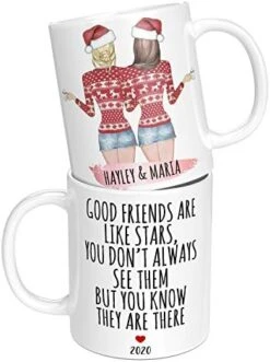 Custom Best Friend Coffee Mug For Women - Long Distance Friendship - Choose Hair - Skin Color Personalized Cup W Names For Besties, Bff, Good Friends Birthday - Moving Away, Galentines Day Gifts -Peugeot Shop 41F9TTvvunL. AC