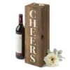 Cheers 15" Portable Wine Bottle Wood Storage Box With Latch Door And Rope Handle For Easy Carrying, 5x15