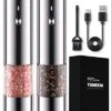 [Upgraded Larger Capacity] Electric Salt And Pepper Grinder Set Rechargeable With LED Lights - Stainless Steel Automatic Pepper Grinder And Salt Grinder Refillable With 6 Adjustable Coarseness