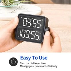 Dual Kitchen Timer - Dual Channels Countdown Stopwatch With LED Display, Adjustable Volume And Brightness, Magnetic Digital Timer For Cooking, School, Classroom -Peugeot Shop 41FGH8A9aqL