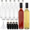 GUANENA 12 Pack 16oz Clear Glass Bottles With Cork Lids And PVC Shrink Capsules, 500 Ml Empty Home Brewing Wine Bottles With Funnel For Sparkling Wine, Juice, Kombucha, Beverages