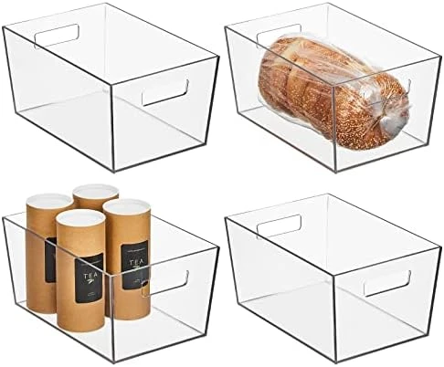 By Nate Berkus Plastic Bin With Handles | For Pantry Organization Perfect Organizer For Kitchen Storage Or Fridge From MDesign - Set Of 4, Clear 6 By Nate Berkus Plastic Bin With Handles | For Pantry Organization Perfect Organizer For Kitchen Storage Or Fridge From MDesign - Set Of 4, Clear - Image 6