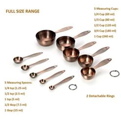 Copper Measuring Cups And Spoons Set, Stainless Steel 10 Piece Set, Stackable 5 Measuring Cups And 5 Measuring Spoons With 2 Rings, Antique Copper Plated 9 Copper Measuring Cups And Spoons Set, Stainless Steel 10 Piece Set, Stackable 5 Measuring Cups And 5 Measuring Spoons With 2 Rings, Antique Copper Plated -Peugeot Shop 41FNCpXyw0L