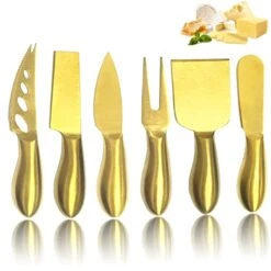 Atte Gold Cheese Knife Set For Platter Accessories - Stainless Steel 6 Piece Charcuterie Board Utensils - Brass Cheese Butter Spreader Knife Fork Cutter Slicer - Housewarming Christmas Gift 11 Atte Gold Cheese Knife Set For Platter Accessories - Stainless Steel 6 Piece Charcuterie Board Utensils - Brass Cheese Butter Spreader Knife Fork Cutter Slicer - Housewarming Christmas Gift -Peugeot Shop 41FPqkY93mL