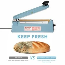 Impulse Sealer 8 Inch, Manual Heat Sealer Machine For Plastic Bags, Shrink Wrap Bag Sealers Heavy Duty Sealing Machine With Repair Kit (Blue)