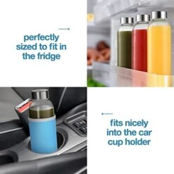 Glass Bottles 6 Pack 18oz - Includes 6 Sleeves (COLORS MAY VARY) - Glass Drinking Bottles For Beverage And Juice - Water Bottle Glass With Stainless Steel Caps With - Leak-Proof Lid -Peugeot Shop 41FQdaSLfuL