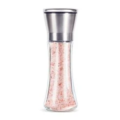 Stainless Steel Manual Grips Glass Salt Pepper Grinder Seasoning Bottle (7.5", Silver)