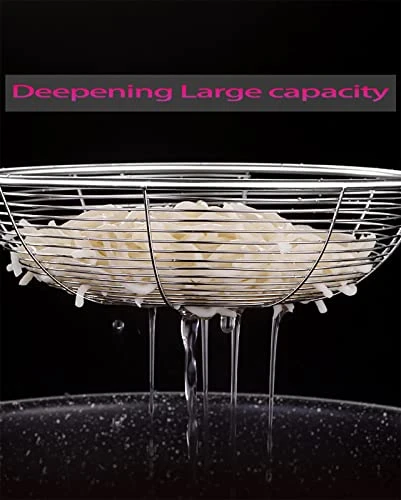 MENI Kitchen Stainless Steel Spider Strainer For Frying Cooking Utensil With 5.4" Wooden Handle,Skimmer Spoon For Hot Pot, Fritters, Noodles, Spaghetti 3 MENI Kitchen Stainless Steel Spider Strainer For Frying Cooking Utensil With 5.4" Wooden Handle,Skimmer Spoon For Hot Pot, Fritters, Noodles, Spaghetti - Image 3