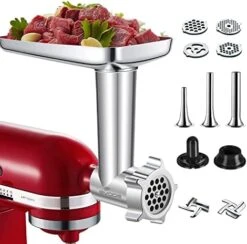 Metal Food Grinder Attachment For KitchenAid Stand Mixers, Kitchen Aid Meat Grinder Included 3 Sausage Stuffer Tubes, 4 Grinding Plates, 2 Grinding Blades, Kubbe Meat Processor Accessories -Peugeot Shop 41FY2AIwoIL. AC