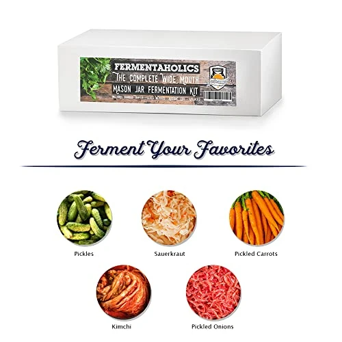 Mason Jar Fermentation Kit | Wide Mouth Jar Lacto-Fermentation Pickling Kit |Includes 4 Fermentation Lids, 4 Fermentation Glass Weights, Bamboo Sauerkraut Tamper, & Wet Erase Glass Marker 2 Mason Jar Fermentation Kit | Wide Mouth Jar Lacto-Fermentation Pickling Kit |Includes 4 Fermentation Lids, 4 Fermentation Glass Weights, Bamboo Sauerkraut Tamper, & Wet Erase Glass Marker - Image 2