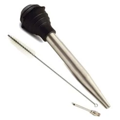Deluxe Stainless Steel Baster With Injector And Cleaning Brush