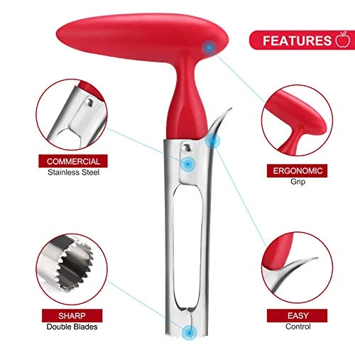 Premium Apple Corer Tool - Easy To Use And Clean - Sturdy Apple Core Remover With Sharp Serrature - Stainless Steel Corers For Apple And Pear - Core Fruits With Ease(Red) 2 Premium Apple Corer Tool - Easy To Use And Clean - Sturdy Apple Core Remover With Sharp Serrature - Stainless Steel Corers For Apple And Pear - Core Fruits With Ease(Red) - Image 2