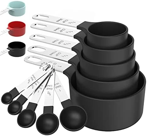 Measuring Cups & Spoons Set, Stackable Cups And Spoons, Nesting Measure Cups With Stainless Steel Handle, Kitchen Gadgets For Cooking & Baking (5+5, Black) 12 Measuring Cups & Spoons Set, Stackable Cups And Spoons, Nesting Measure Cups With Stainless Steel Handle, Kitchen Gadgets For Cooking & Baking (5+5, Black) - Image 12