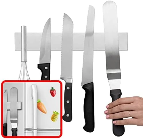 10 Inch Magnetic Knife Holder For Refrigerator, Magnetic Knife Holders For Fridge Or Kitchen Wall No Drilling, Magnet Strips For Knives & Metal Utensils, Tool Rack, Stainless Steel 6 10 Inch Magnetic Knife Holder For Refrigerator, Magnetic Knife Holders For Fridge Or Kitchen Wall No Drilling, Magnet Strips For Knives & Metal Utensils, Tool Rack, Stainless Steel - Image 6