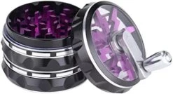 2.5" Hand Crank Aluminium Grinder With Clear Top, Black And Purple, Best Gift -Peugeot Shop 41FrYwwq9gL. AC