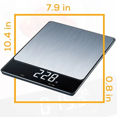 Beurer KS34 Digital Kitchen Scale - Precise Scale For Food Ounces And Grams, 33lbs Capacity, XL Weighing Platform For Meal Prep, Magic Display, Tare Function - Batteries Included - Black Glass 6 Beurer KS34 Digital Kitchen Scale - Precise Scale For Food Ounces And Grams, 33lbs Capacity, XL Weighing Platform For Meal Prep, Magic Display, Tare Function - Batteries Included - Black Glass - Image 6