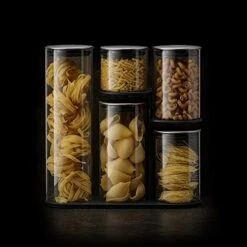 Joseph Joseph Podium 100 Dry Food Storage Container Set With Stand, 5-Piece, Stainless-Steel/Glass -Peugeot Shop 41FsL7sEoYL