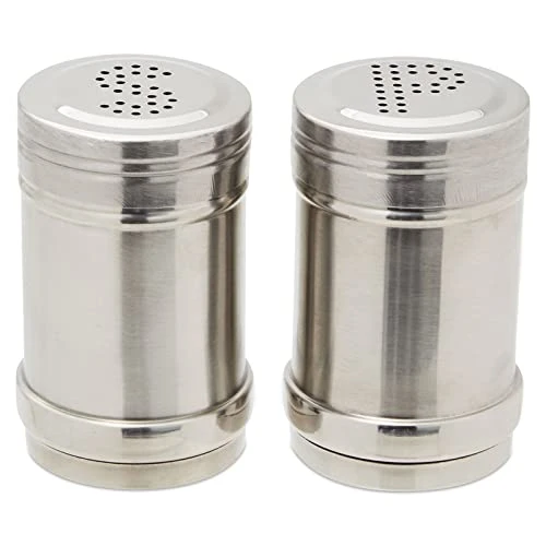 2 Ounce Stainless Steel Metal Salt And Pepper Shakers For Kitchen Counter, Dinner Table, Condiments, And Cooking, Refillable, Perforated "S" And "P" Caps (3.5 In) 4 2 Ounce Stainless Steel Metal Salt And Pepper Shakers For Kitchen Counter, Dinner Table, Condiments, And Cooking, Refillable, Perforated "S" And "P" Caps (3.5 In) - Image 4