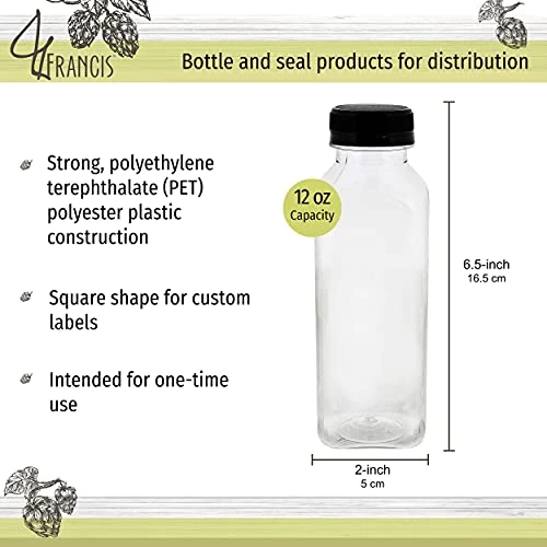 Small Plastic Juice Bottles With Caps In Black - 12pk 12oz Water Containers Empty Plastic Bottles With Lids For Juicing And Smoothies 1 Small Plastic Juice Bottles With Caps In Black - 12pk 12oz Water Containers Empty Plastic Bottles With Lids For Juicing And Smoothies